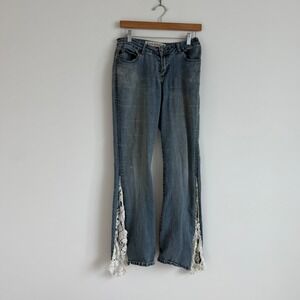 Vintage Y2K Low Rise Crochet Detail Flared Jeans
